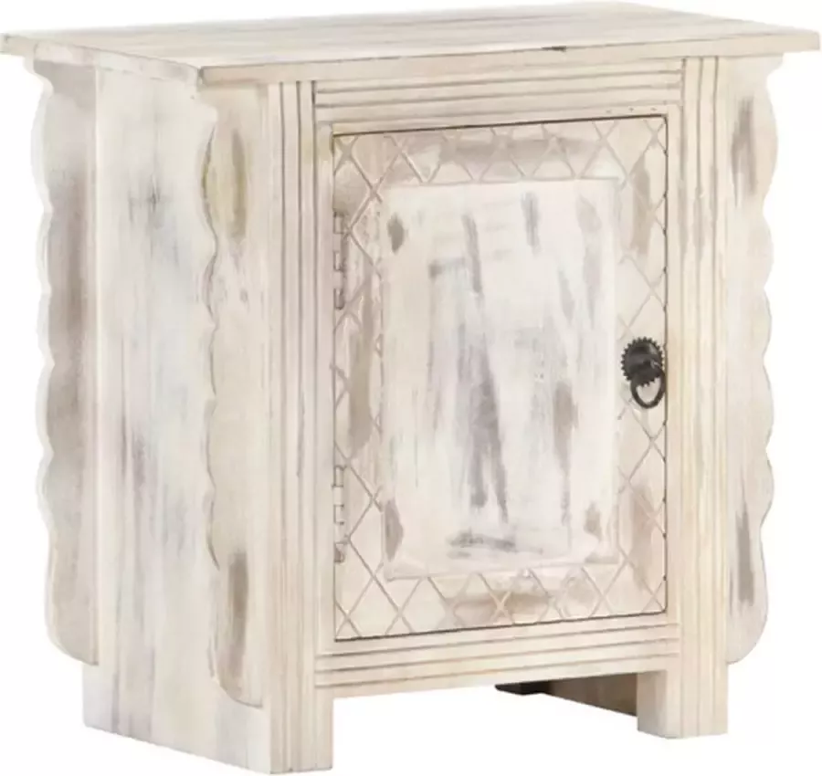 VidaXL Nachtkastje 50x30x50 cm massief mangohout wit