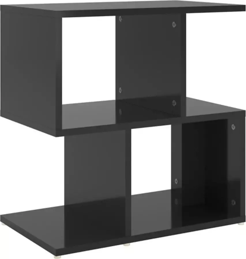 VIDAXL Nachtkastje 50x30x51 5 cm spaanplaat hoogglans zwart - Foto 2