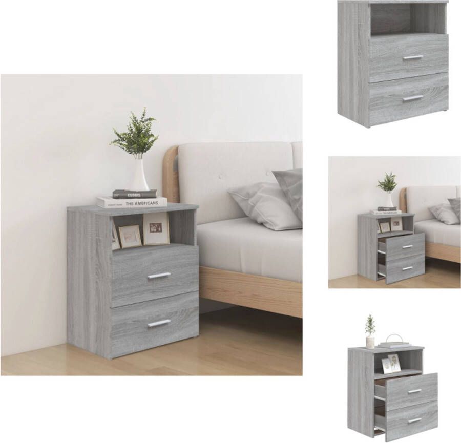 VidaXL Nachtkastje Nachtkastjes Slaapkamerkastje Slaapkamertafeltje Nachtkastje 50x32x60 cm grijs sonoma eikenkleurig - Foto 2