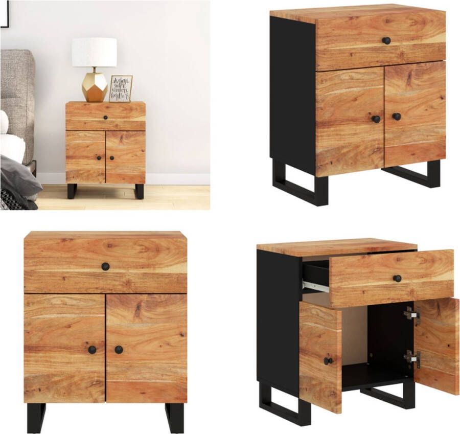VidaXL Nachtkastje 50x33x60 cm massief acaciahout en bewerkt hout Nachtkastje Nachtkastjes Houten Nachtkastje Houten Nachtkastjes