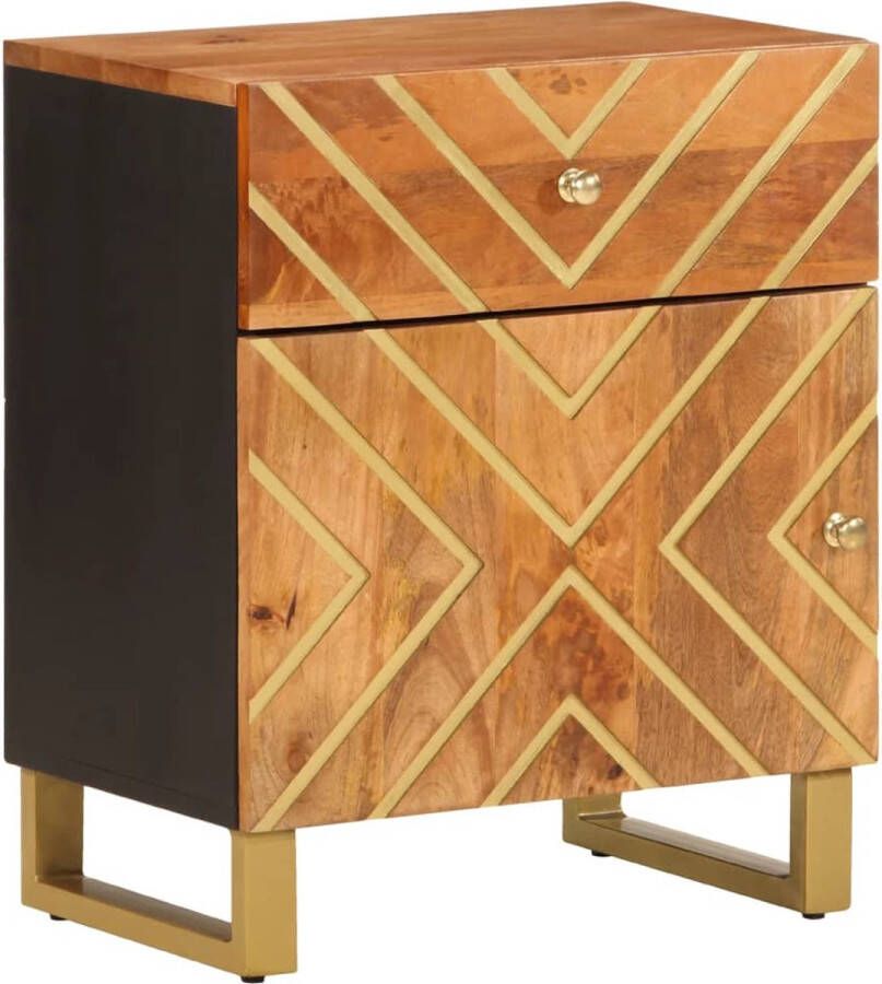 VidaXL Nachtkastje Mangohout Bruin Zwart 50x33x60 cm Nachtkastje Mangohouten Kast Slaapkamers Woonaccessoires Vintage Meubilair Industrieel Design Opbergoplossing Commode