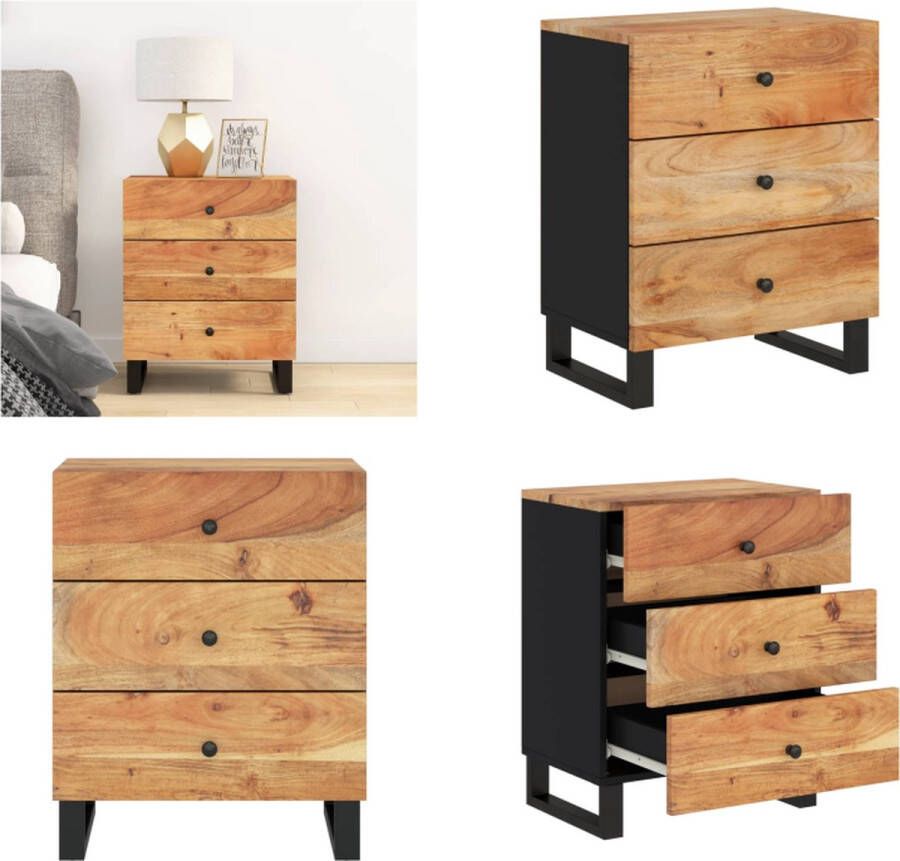 VidaXL Nachtkastje 50x33x62 cm massief acaciahout en bewerkt hout Nachtkastje Nachtkastjes Houten Nachtkastje Houten Nachtkastjes