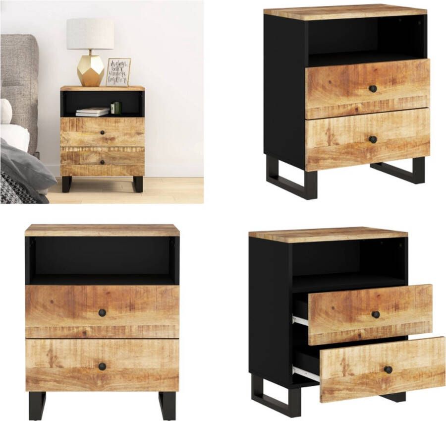 VidaXL Nachtkastje 50x33x62 cm massief mangohout en bewerkt hout Nachtkastje Nachtkastjes Houten Nachtkastje Houten Nachtkastjes