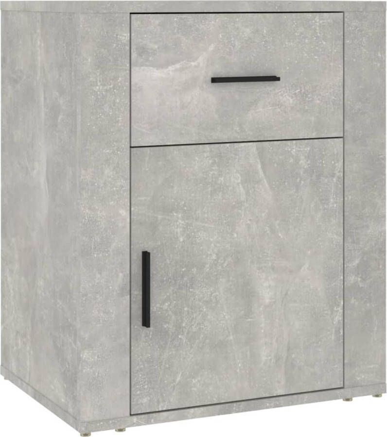 VidaXL Nachtkastje 50x36x60 cm Bewerkt hout Betongrijs Nachtkastje Kastje Slaapkamermeubel Beton Grijs Houten Meubel Bergruimte Tv Bijzettafel
