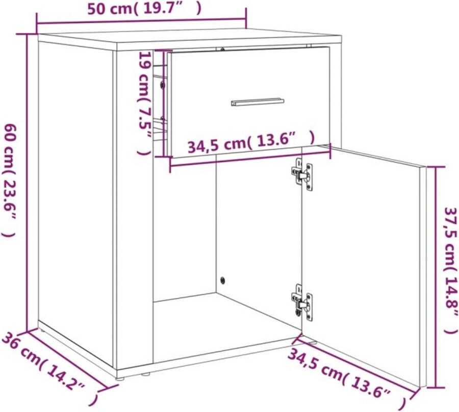 VidaXL -Nachtkastje-50x36x60-cm-bewerkt-hout-betongrijs - Foto 4