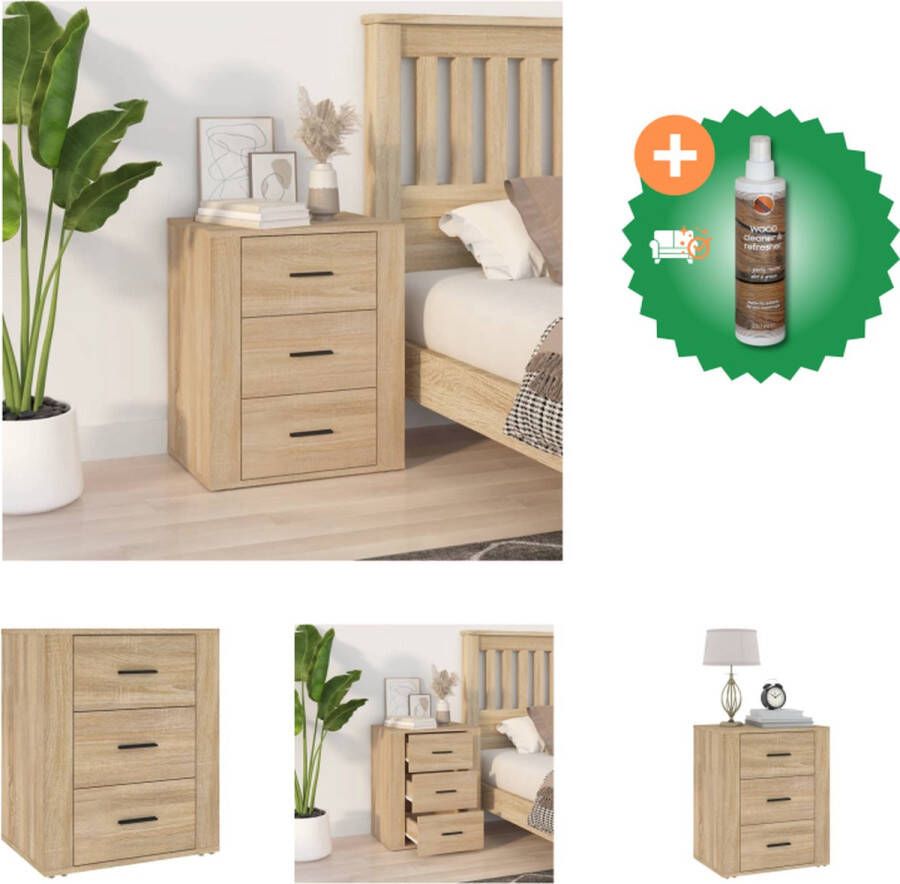 VidaXL Nachtkastje Sonoma Eiken 50 x 36 x 60 cm Stevig en Duurzaam Kast Inclusief Houtreiniger en verfrisser