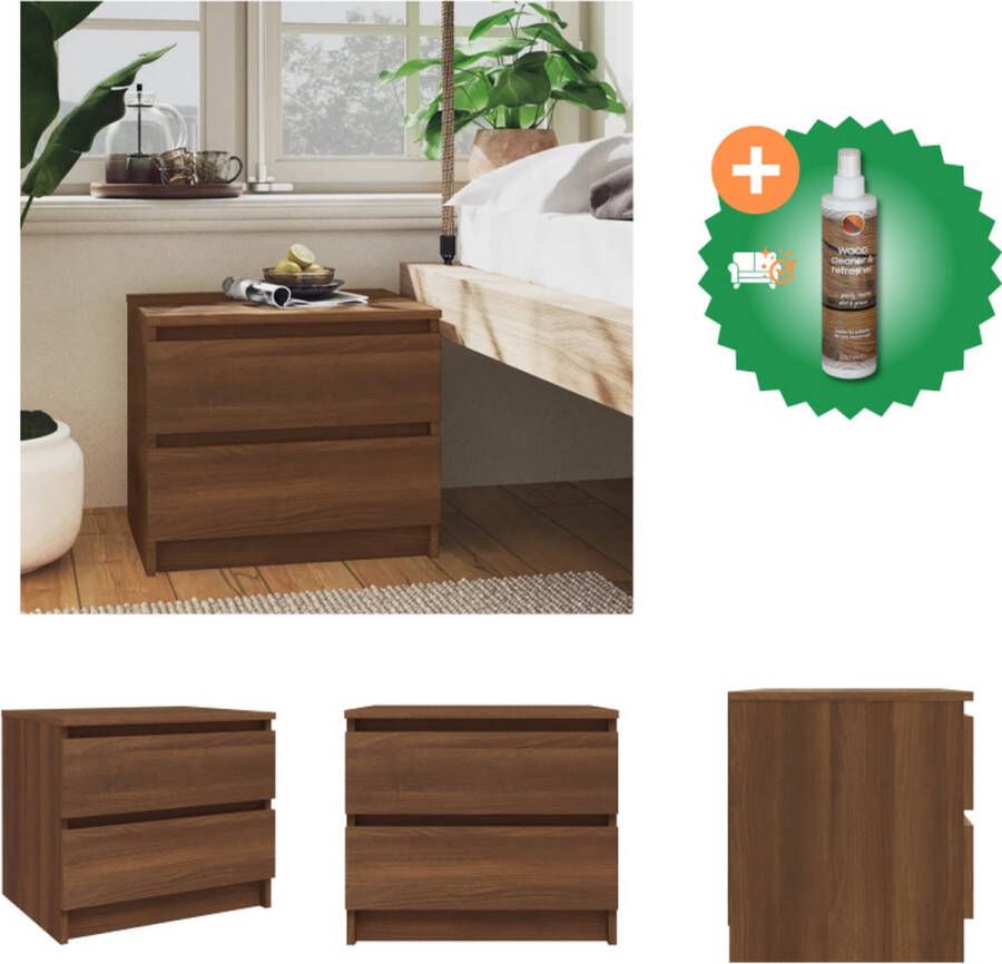 VidaXL Nachtkastje 50x39x43-5 cm bewerkt hout bruineikenkleurig Kast Inclusief Houtreiniger en verfrisser