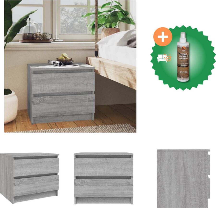 VidaXL Nachtkastje 50x39x43-5 cm bewerkt hout grijs sonoma eikenkleur Kast Inclusief Houtreiniger en verfrisser