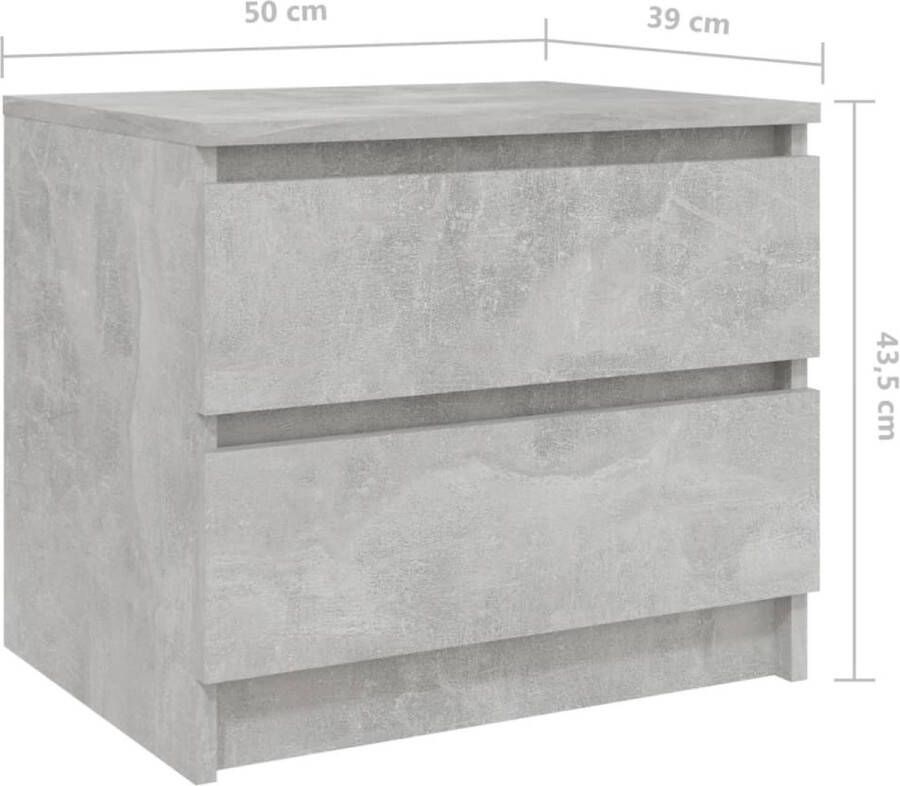 VidaXL -Nachtkastje-50x39x43 5-cm-bewerkt-hout-betongrijs - Foto 2