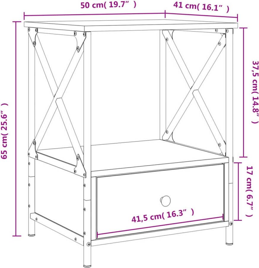 VidaXL -Nachtkastje-50x41x65-cm-bewerkt-hout-sonoma-eikenkleurig - Foto 2