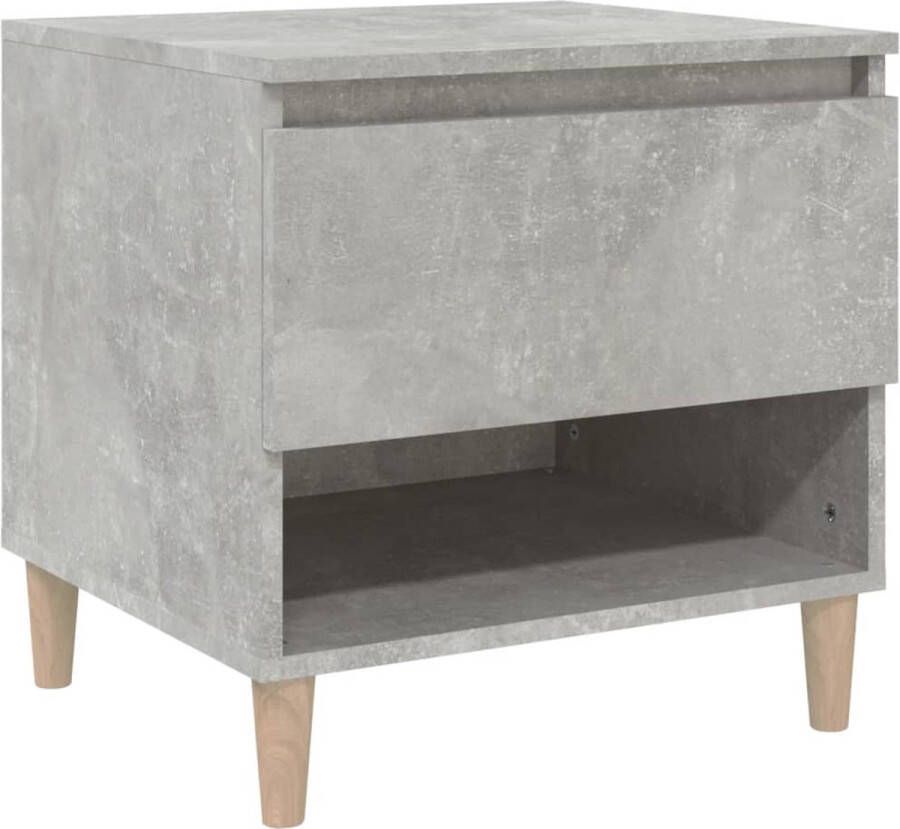 VidaXL Nachtkastje 50x46x50 cm Bewerkt hout Grijs Nachtkastje Kastje Slaapkamermeubilair Houten Nachtlamptafel Beton Grijs Compact Modern Minimalistisch