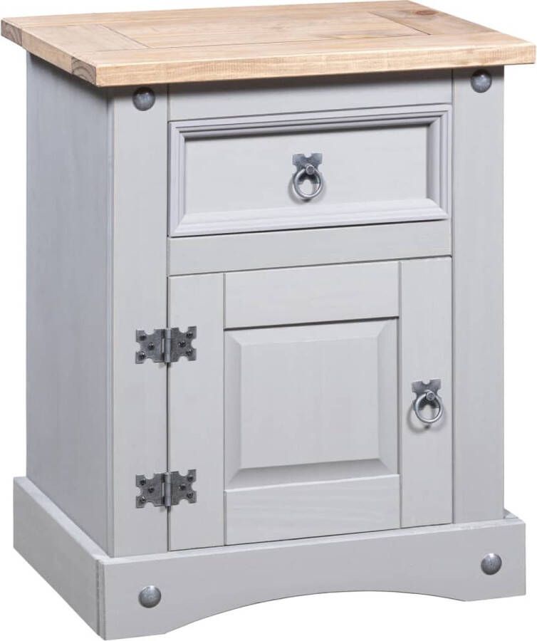 VidaXL -Nachtkastje-53x39x66-cm-Mexicaans-grenenhout-Corona-stijl-grijs - Foto 2