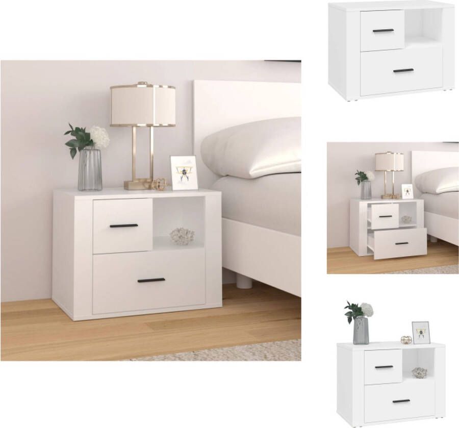 VidaXL Nachtkastje Nachtkastjes Nacht Kastje Nachtkastje 60x36x45 cm bewerkt hout wit