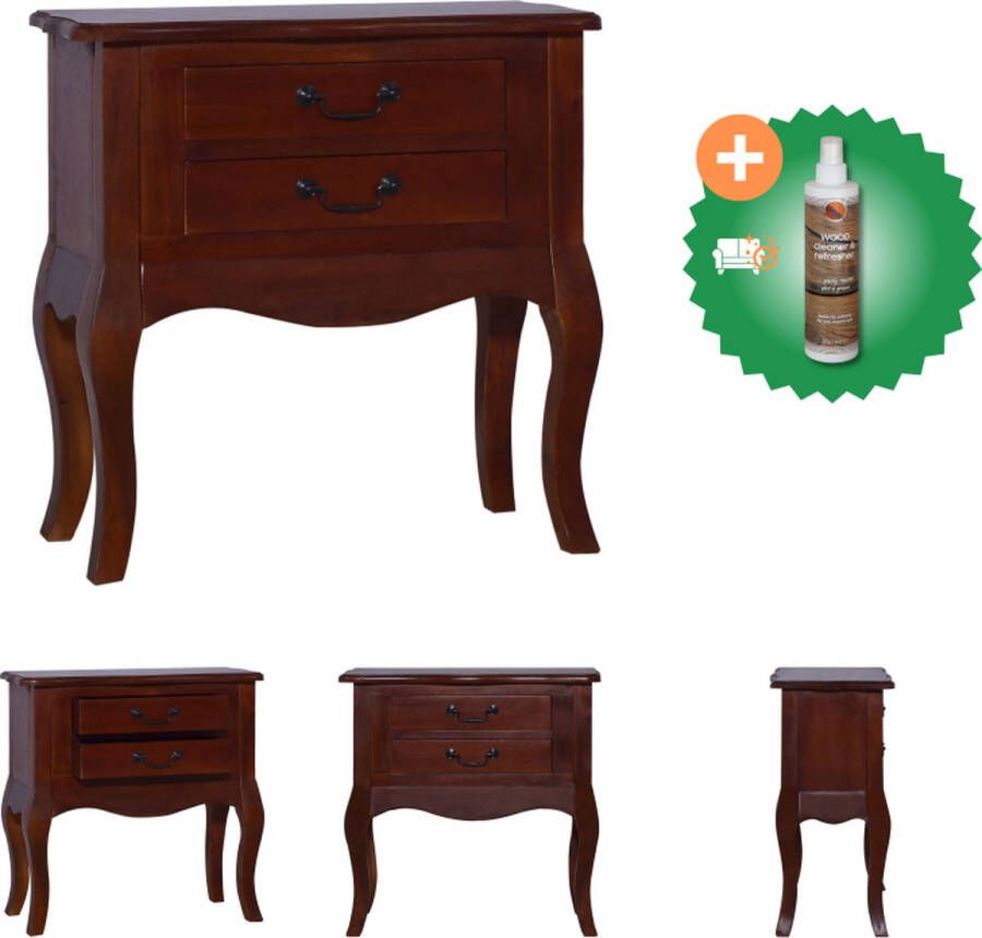 VidaXL Nachtkastje 60x30x60 cm massief mahoniehout klassiek bruin Kast Inclusief Houtreiniger en verfrisser