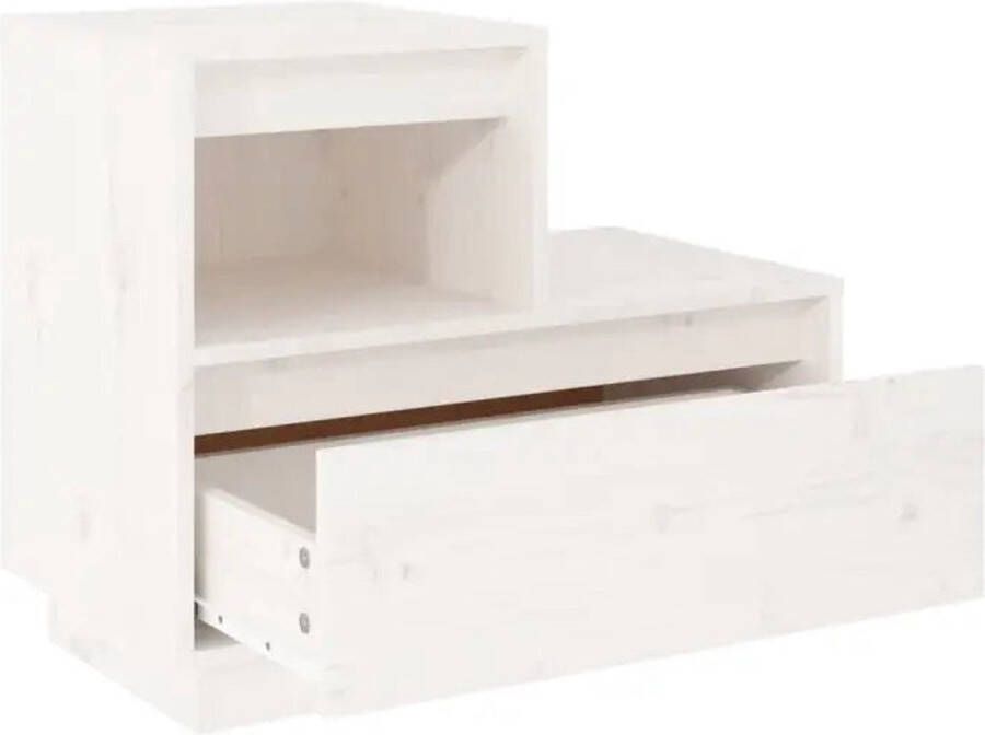 VidaXL -Nachtkastje-60x34x51-cm-massief-grenenhout-wit - Foto 2