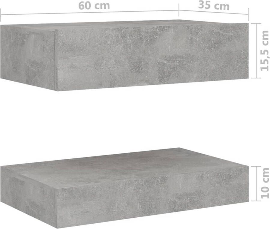 VidaXL -Nachtkastje-60x35-cm-spaanplaat-betongrijs - Foto 2