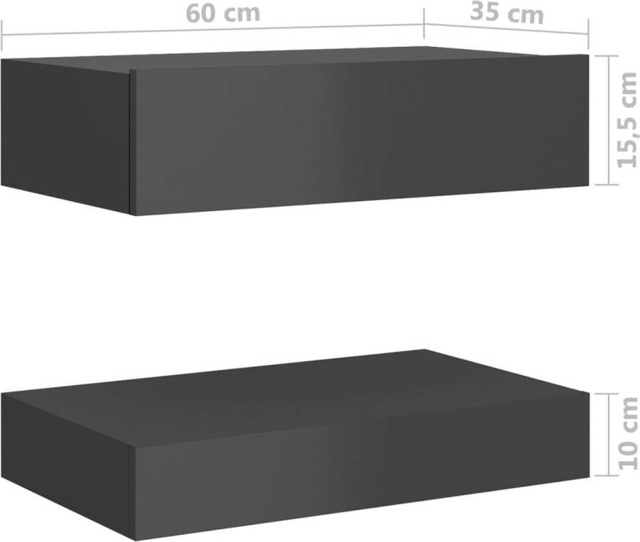 VidaXL -Nachtkastje-60x35-cm-spaanplaat-hoogglans-grijs - Foto 2