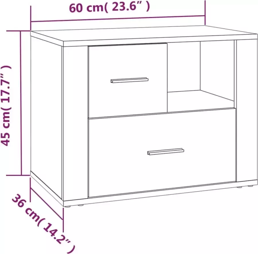 VidaXL -Nachtkastje-60x36x45-cm-bewerkt-hout-hoogglans-wit - Foto 3