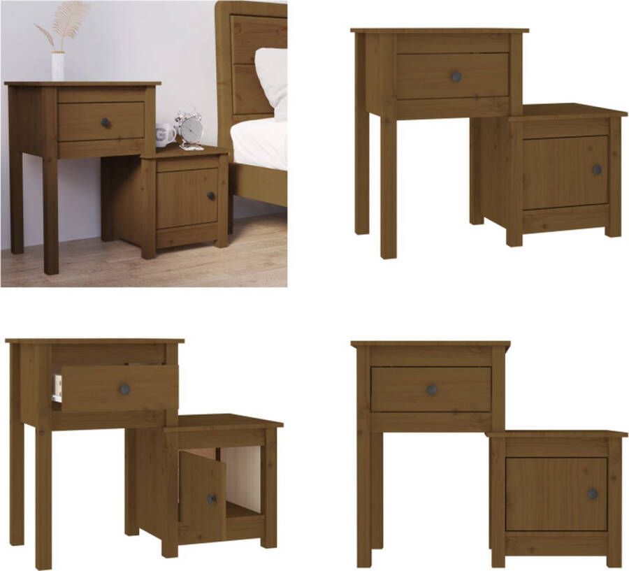 VidaXL -Nachtkastje-79 5x38x65 5-cm-massief-grenenhout-honingbruin - Foto 4