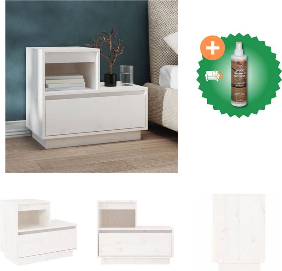 VidaXL Nachtkastje A Nachtkastjes 60x34x51 cm Massief grenenhout Kast Inclusief Houtreiniger en verfrisser