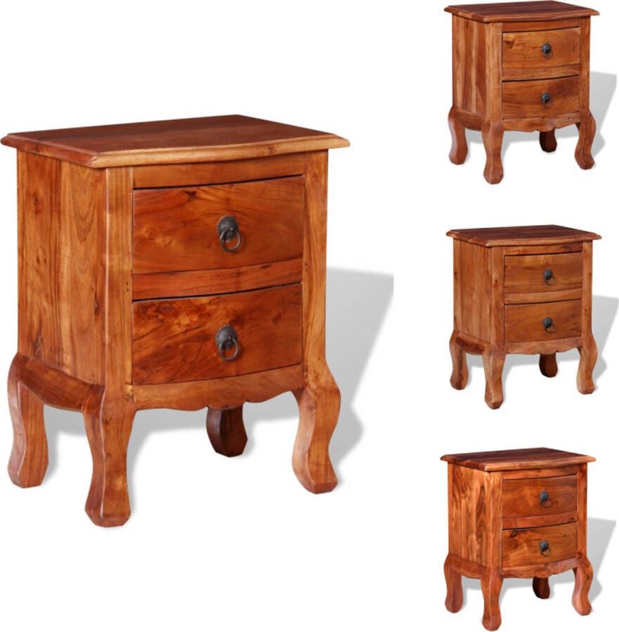VidaXL Nachtkast Nachtkasten Nachtkastje Nachtkastjes Nachtkastje met lades massief acaciahout