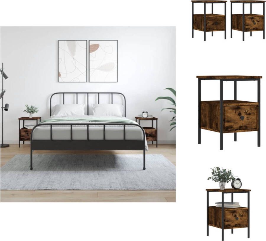 VidaXL Nachtkastje Nachtkastjes Kast Slaapkamermeubel Nachtkastjes 2 st 34x36x50 cm bewerkt hout gerookt eikenkleurig