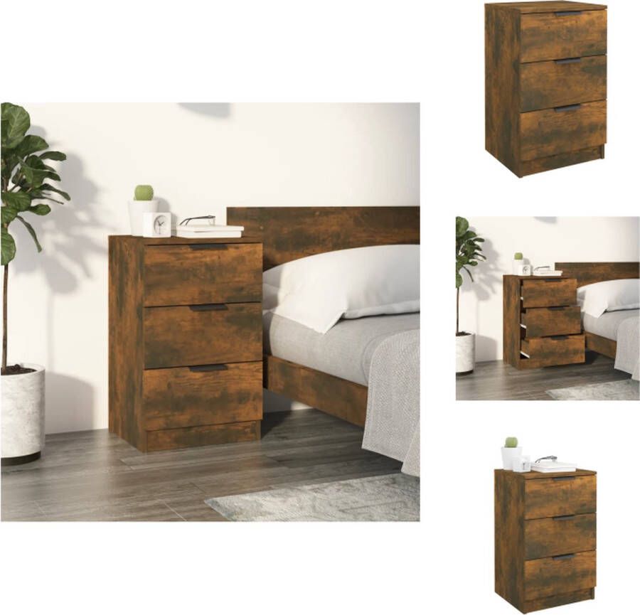 VidaXL Nachtkastje Afmetingen- 40 x 36 x 65 cm Kleur- Gerookt eiken Materiaal- Bewerkt hout Ken- Stabiel materiaal voldoende opbergruimte stevig blad Kast