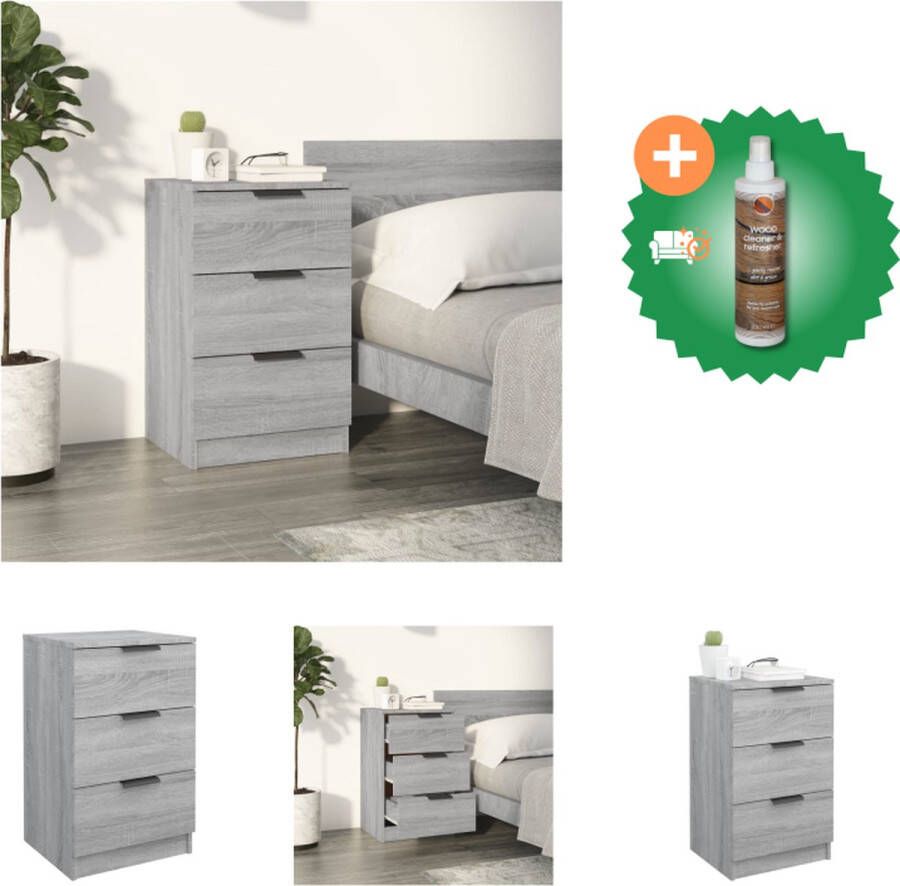 VidaXL Nachtkastje Afmetingen- 40 x 36 x 65 cm Materiaal- Bewerkt hout Kleur- Grijs Sonoma eiken Kast Inclusief Houtreiniger en verfrisser