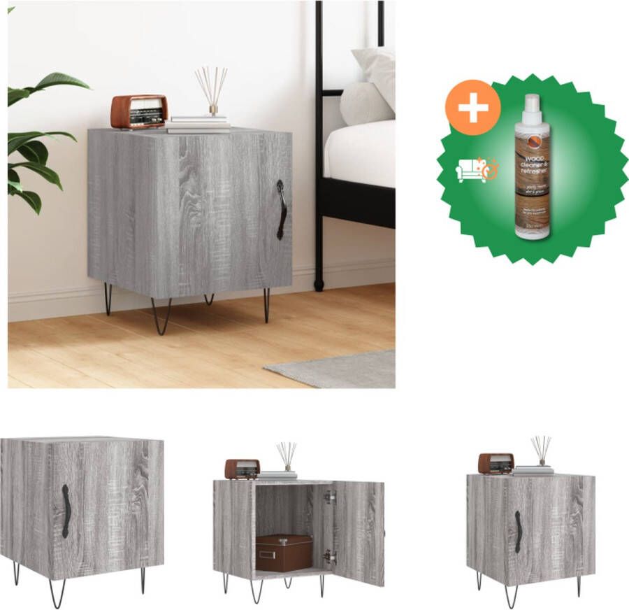 VidaXL Nachtkastje Modern Charme Bijzettafels Afmetingen- 40 x 40 x 50 cm Kleur- Grijs Sonoma Eiken Kast Inclusief Houtreiniger en verfrisser