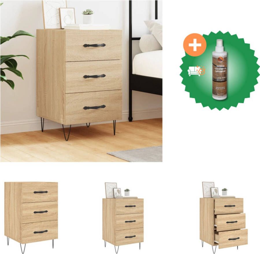 VidaXL Nachtkastje Sonoma Eiken 40 x 40 x 66 cm Duurzaam Hout Veel Opbergruimte Kast Inclusief Houtreiniger en verfrisser - Foto 2