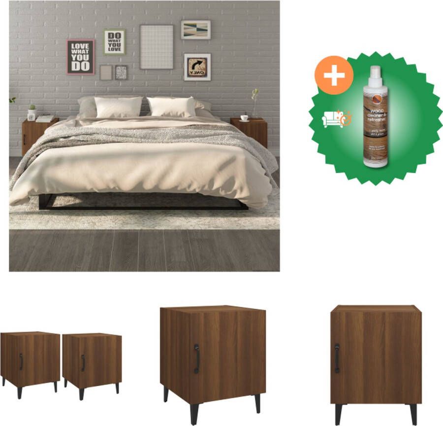 VidaXL Nachtkastje Afmetingen- 40 x 40 x 50 cm Ken- Bewerkt hout Kast Inclusief Houtreiniger en verfrisser