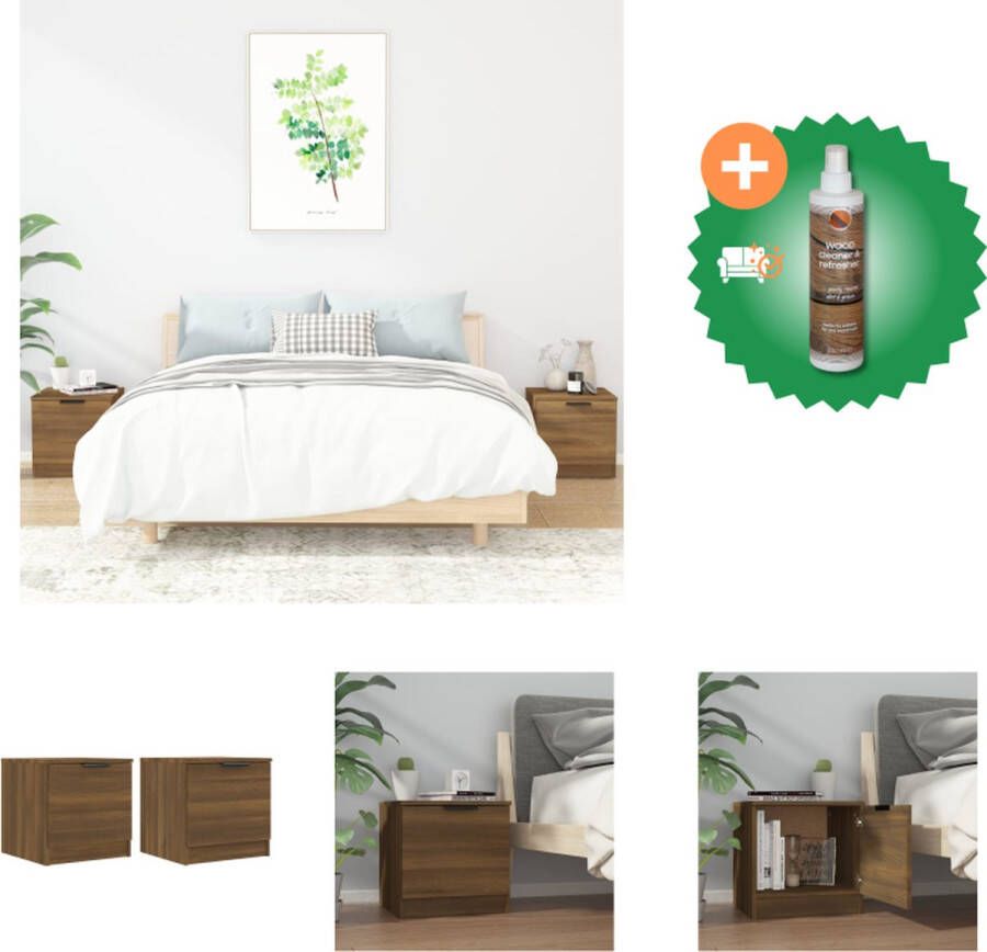 VidaXL Nachtkastje Bedkast 40 x 39 x 40 cm Bruineiken hout Kast Inclusief Houtreiniger en verfrisser