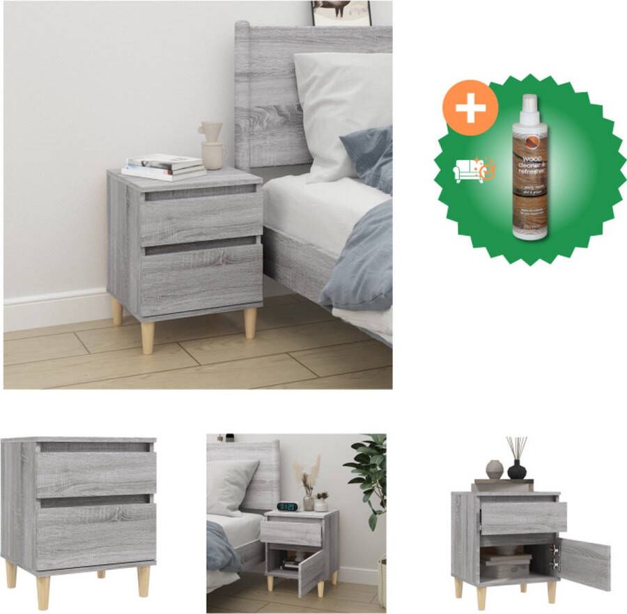 VidaXL Nachtkastje Bedkastje 40 x 35 x 50 cm Grijs Sonoma Eiken Kast Inclusief Houtreiniger en verfrisser