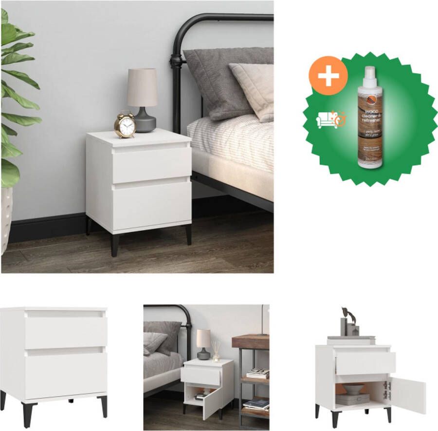 VidaXL Nachtkastje Bedkastje 40 x 35 x 50 cm stabiel blad wit Kast Inclusief Houtreiniger en verfrisser