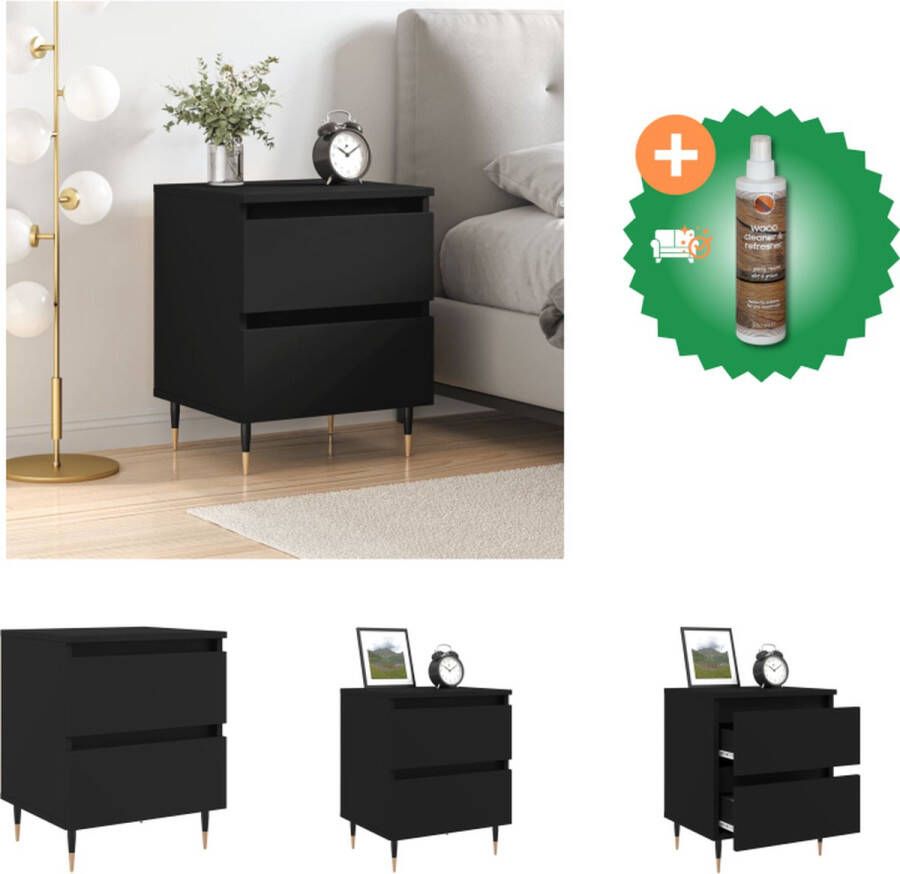 VidaXL Nachtkastje Bedkastje 40 x 35 x 50 cm Zwart Kast Inclusief Houtreiniger en verfrisser