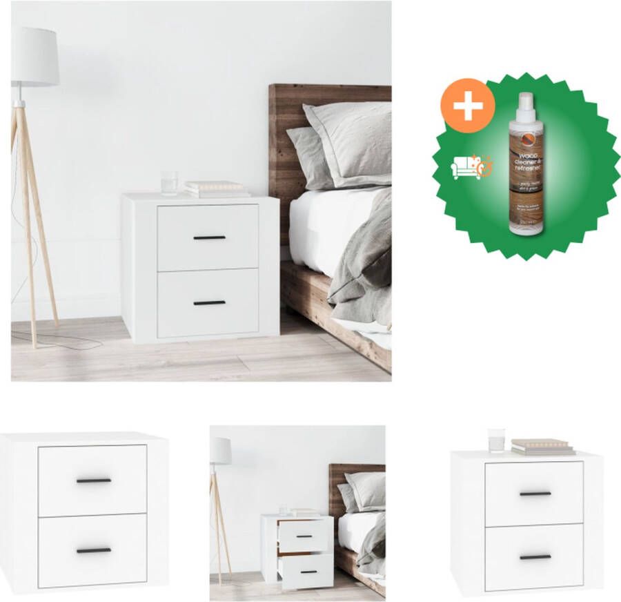 VidaXL Nachtkastje Elegant Wit 50x39x47 cm Bewerkt Hout Kast Inclusief Houtreiniger en verfrisser