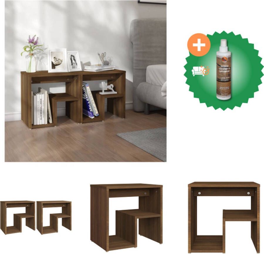 VidaXL Nachtkastjes 2 st 40x30x40 cm bewerkt hout bruineikenkleurig Kast Inclusief Houtreiniger en verfrisser