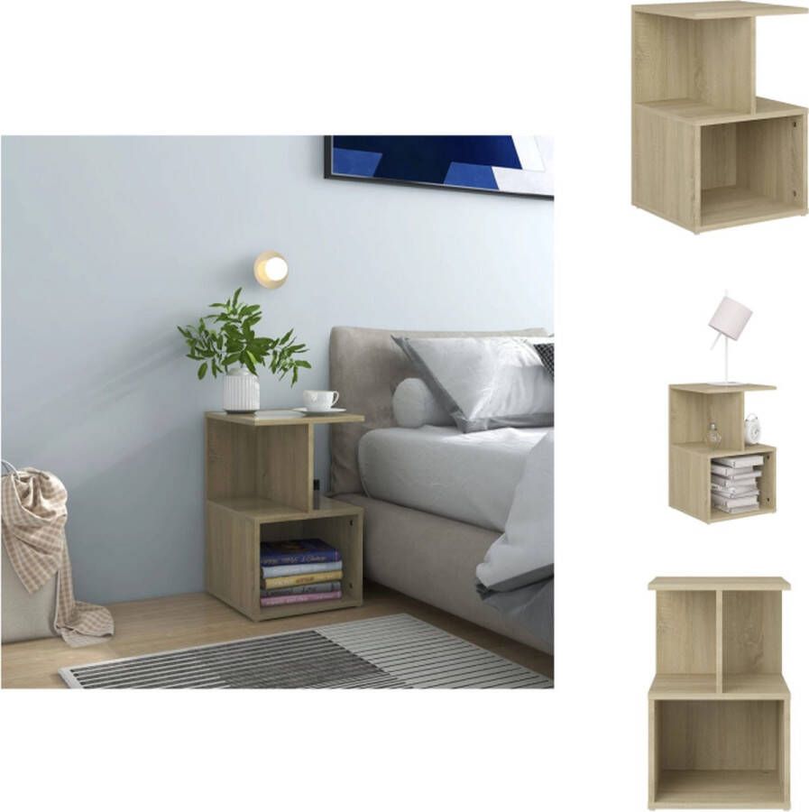 VidaXL Nachtkastje Nachtkastjes Telefoonkast Telefoonkasten Nachtkastje 35x35x55 cm bewerkt hout sonoma eikenkleurig - Foto 2