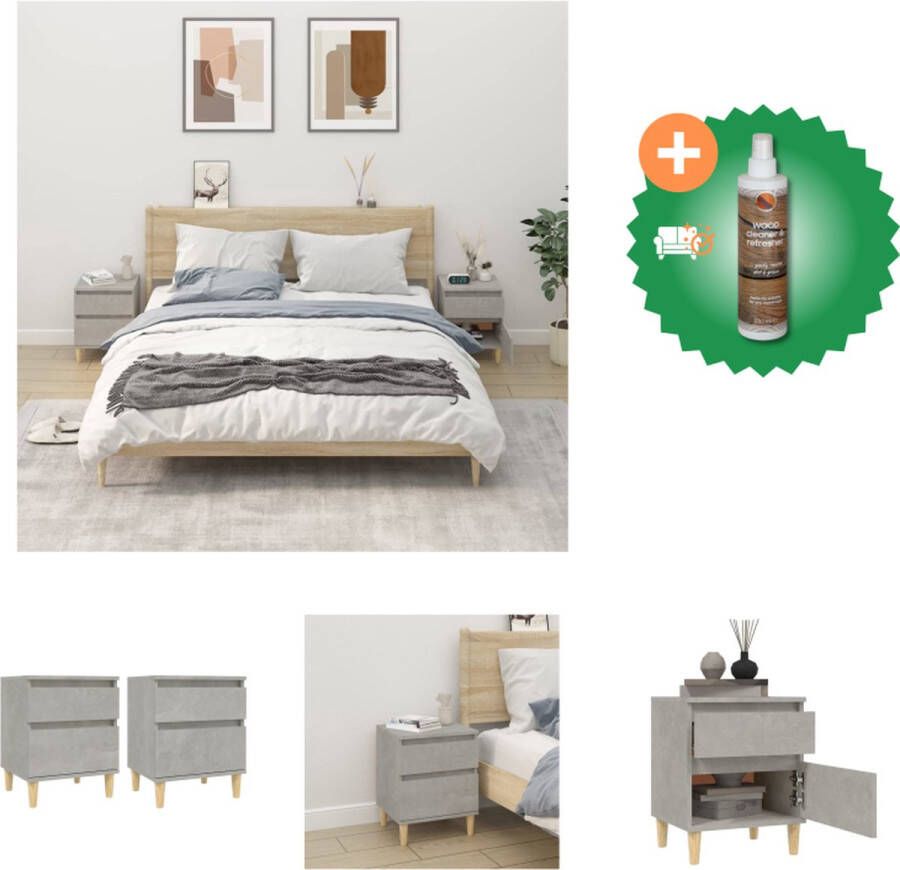 VidaXL Nachtkastje Betongrijs 40 x 35 x 50 cm Tijdloos design Kast Inclusief Houtreiniger en verfrisser
