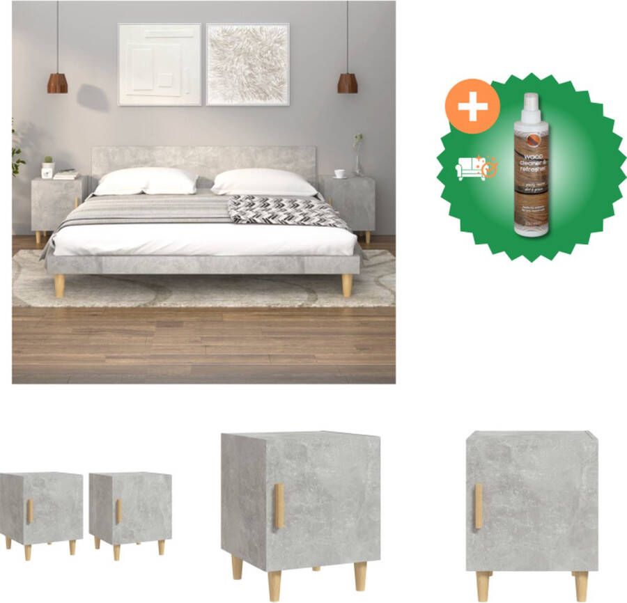 VidaXL Nachtkastje Betongrijs 40 x 40 x 50 cm Met deur Kast Inclusief Houtreiniger en verfrisser