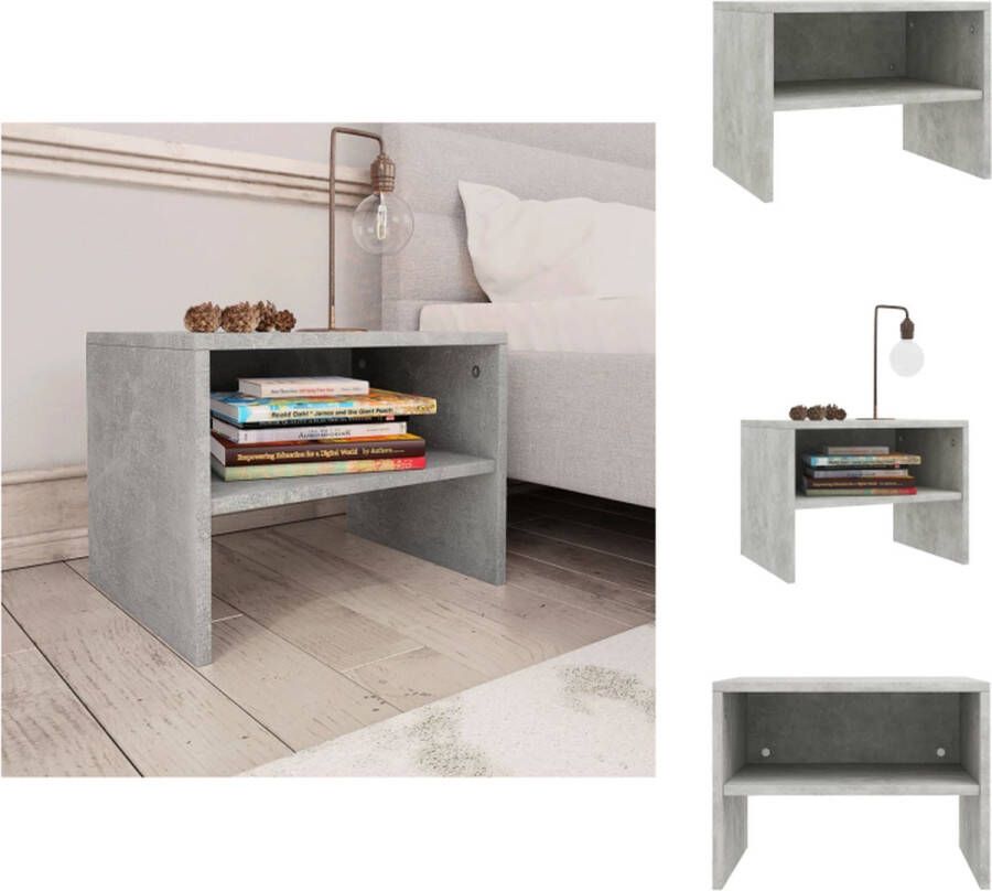 The Living Store Nachtkastje 40x30x30 cm bewerkt hout betongrijs Nachtkastje Meubilair Bedkastje Kamermeubilair Beton Grijs - Foto 2