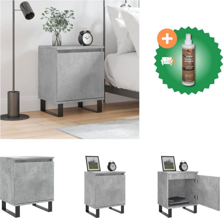 VidaXL Nachtkastje Betongrijs 40x30x50cm Bewerkt Hout Tijdschriften en Decoratieve Objecten Wandmontage vereist Kast Inclusief Houtreiniger en verfrisser