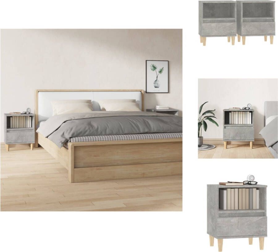 VidaXL Nachtkastje Nachtkastjes Bedtafel Bedtafels Nachtkastjes 2 st 40x35x50 cm betongrijs - Foto 2