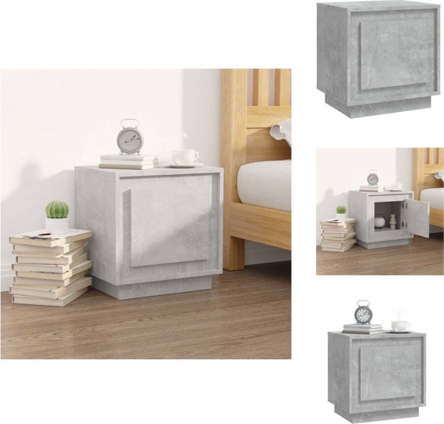 VidaXL Nachtkastje Nachtkastjes Kastje Nachttafel Nachtkastje 44x35x45 cm bewerkt hout betongrijs - Foto 2