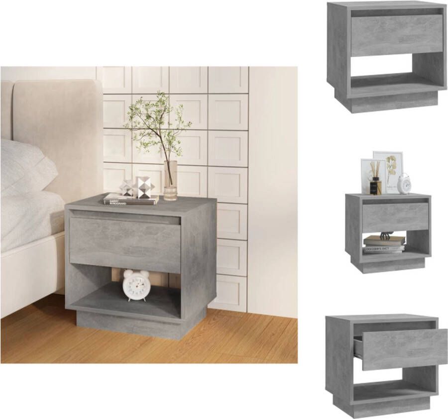 VidaXL Nachtkastje Nachtkastjes Kastje Bedkastje Nachtkastje 45x34x44 cm bewerkt hout betongrijs