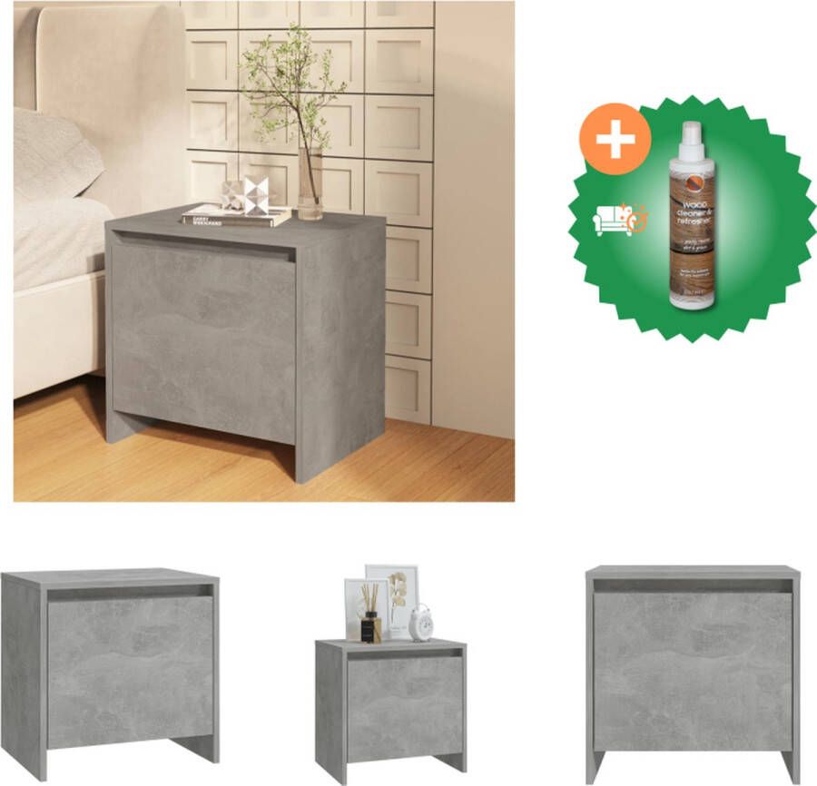 VidaXL Nachtkastje 45x34x44-5 cm spaanplaat betongrijs Kast Inclusief Houtreiniger en verfrisser