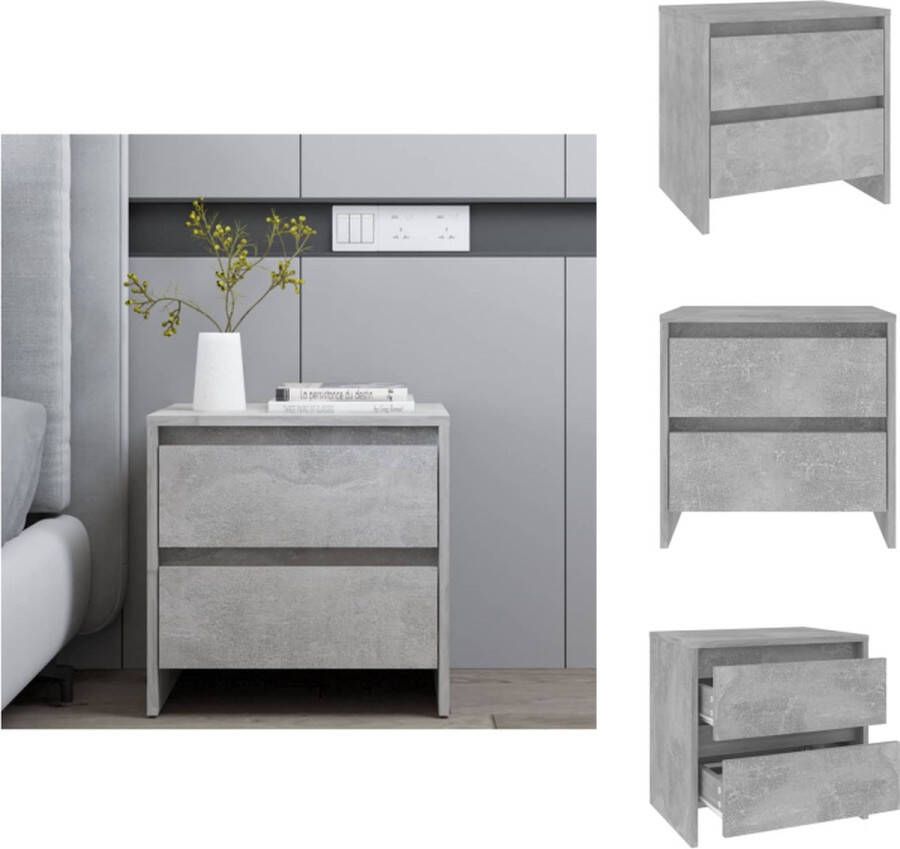 VidaXL Nachtkastje Betongrijs 45 x 34.5 x 44.5 cm 2 lades Stevig en duurzaam Kast