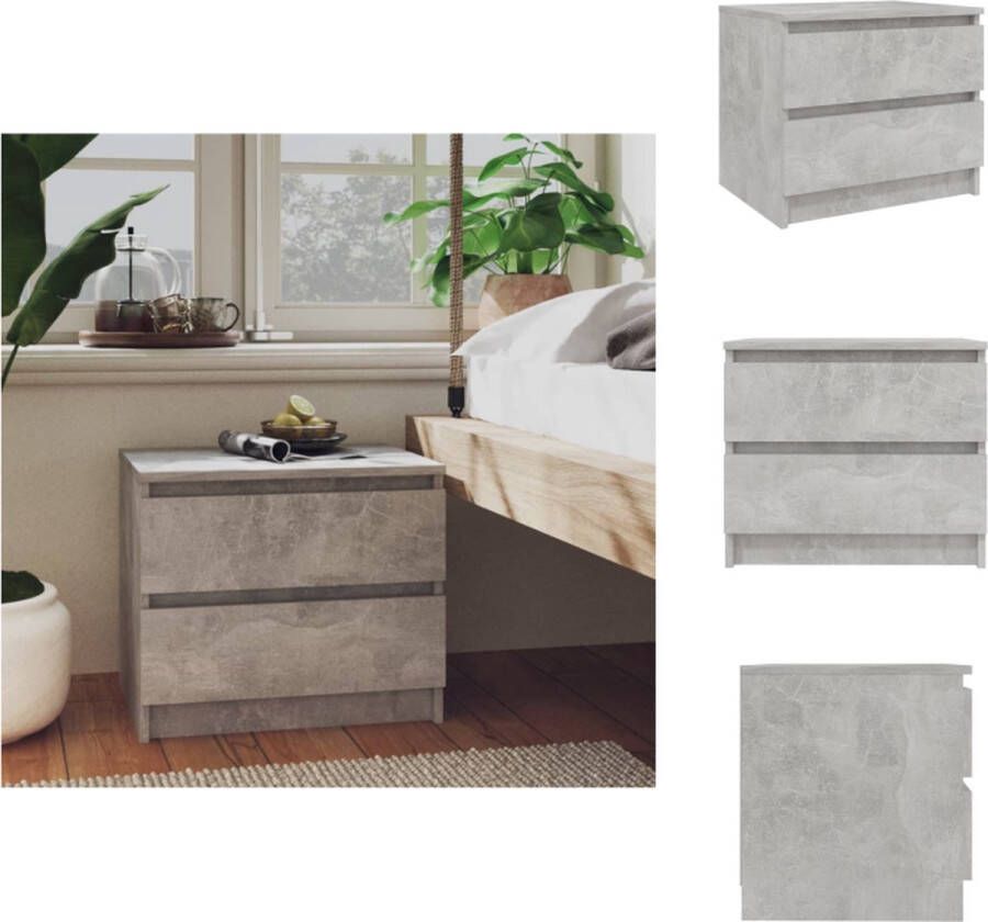 VidaXL Nachtkastje Nachtkastjes Slaapkamerkastje Slaapkamerkastjes Nachtkastje 50x39x43 5 cm bewerkt hout betongrijs