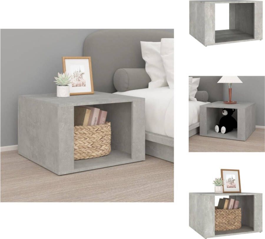 VidaXL Nachtkastje Nachtkastjes Nacht Kastje Nachtkastje 57x55x36 cm bewerkt hout betongrijs - Foto 2