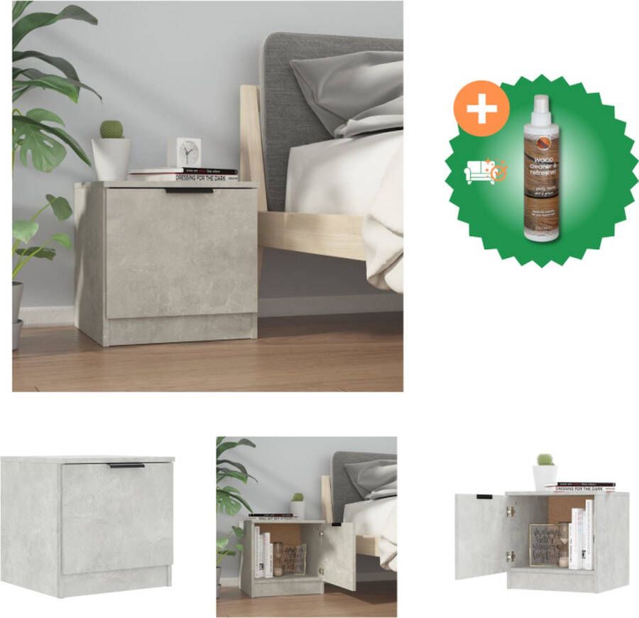 VidaXL Nachtkastje Betongrijs Bewerkt Hout 40 x 39 x 40 cm Multifunctioneel Kast Inclusief Houtreiniger en verfrisser